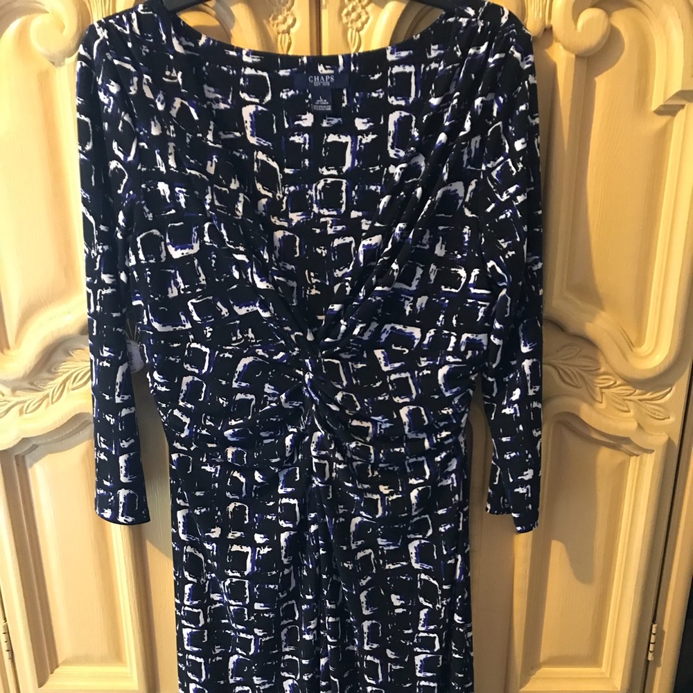 Chaps Large Dress Black, blue and white like new